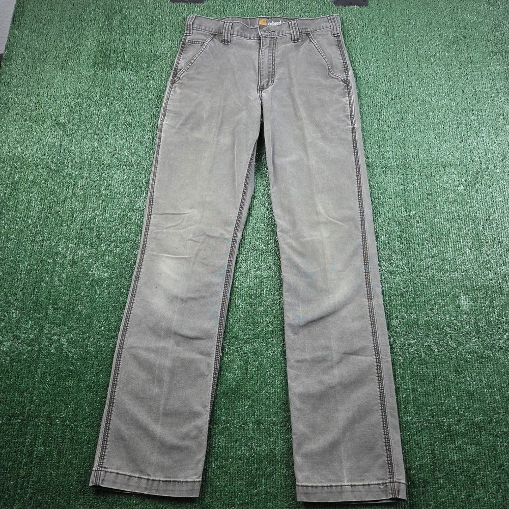 Carhartt Mens Relaxed Fit Rugged Flex Canvas Work Pants Grey 102291 30x34